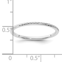 14K White Gold 1.2mm Twisted Wire Pattern Stackable Band view 5