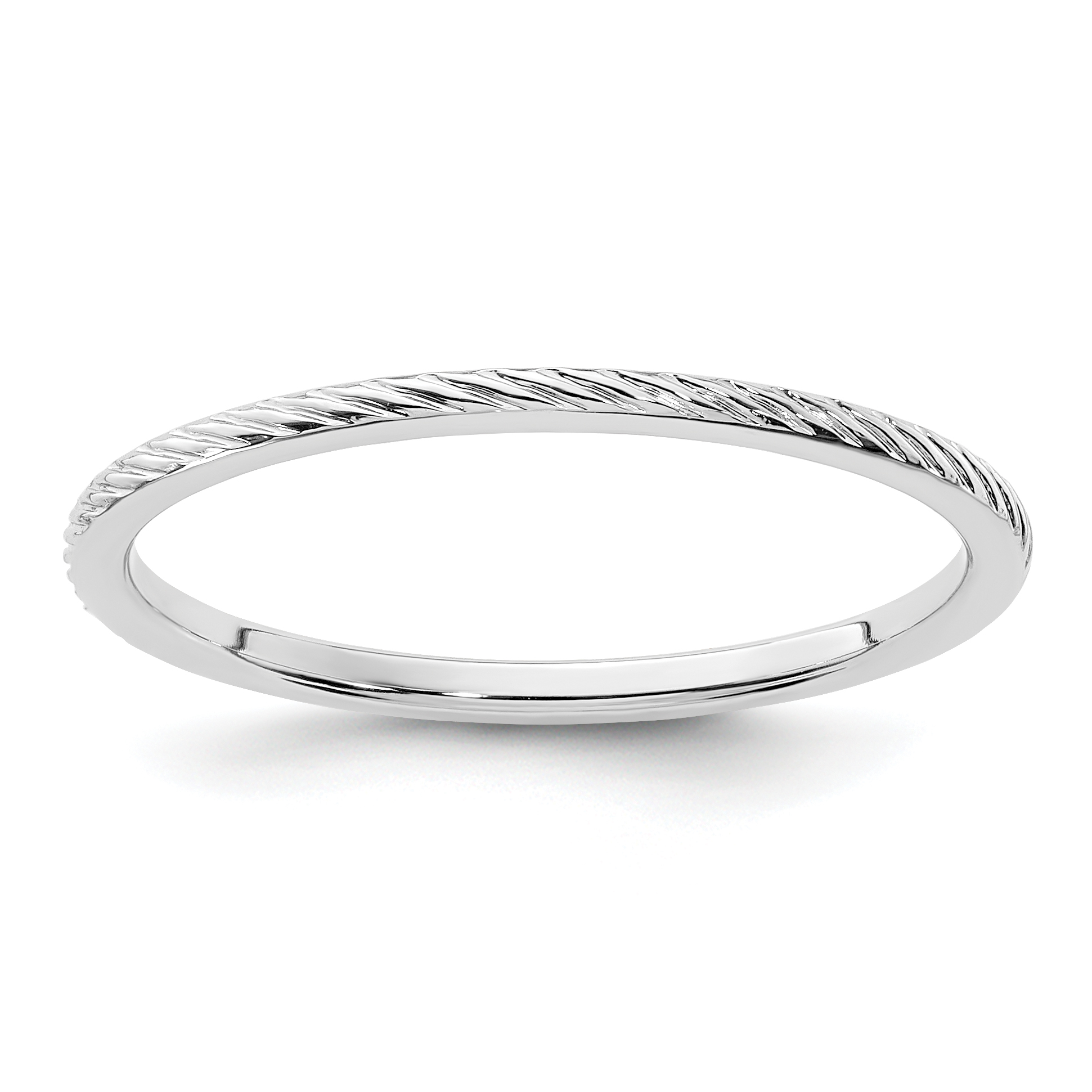 14K White Gold 1.2mm Twisted Wire Pattern Stackable Band Size 10 (STK22-120W-10)
