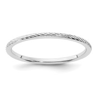 14K White Gold 1.2mm Twisted Wire Pattern Stackable Band view 1