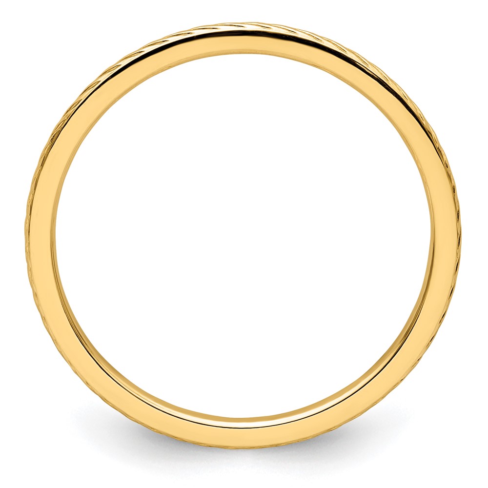 14K Yellow Gold 1.2mm Twisted Wire Pattern Stackable Band Size 7 (STK22-120Y-7)