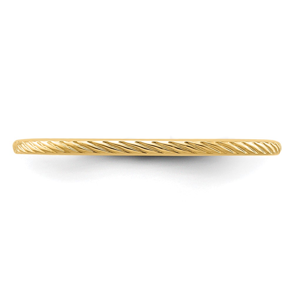 14K Yellow Gold 1.2mm Twisted Wire Pattern Stackable Band Size 7 (STK22-120Y-7)