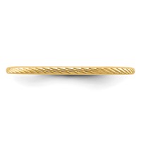 14K Yellow Gold 1.2mm Twisted Wire Pattern Stackable Band view 4