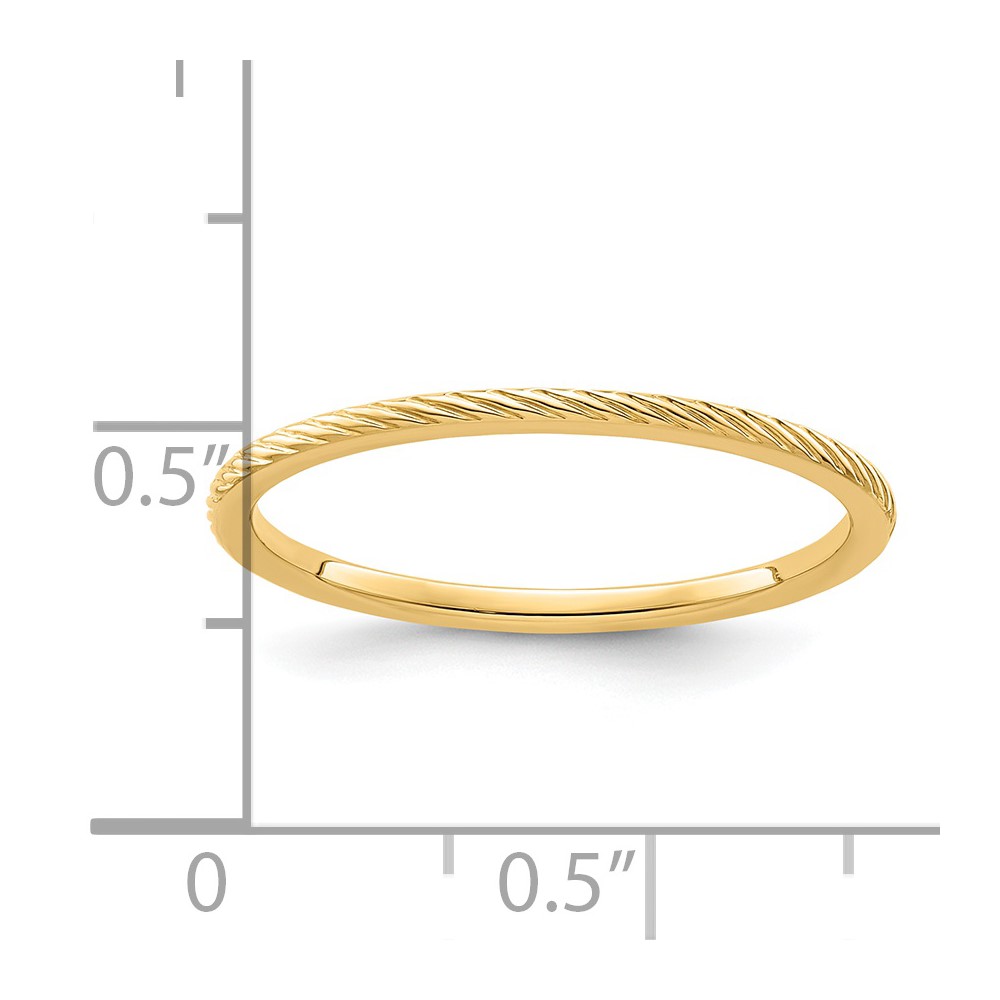 14K Yellow Gold 1.2mm Twisted Wire Pattern Stackable Band Size 7 (STK22-120Y-7)
