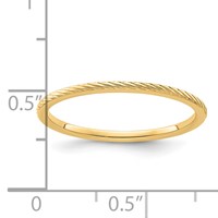 14K Yellow Gold 1.2mm Twisted Wire Pattern Stackable Band view 5