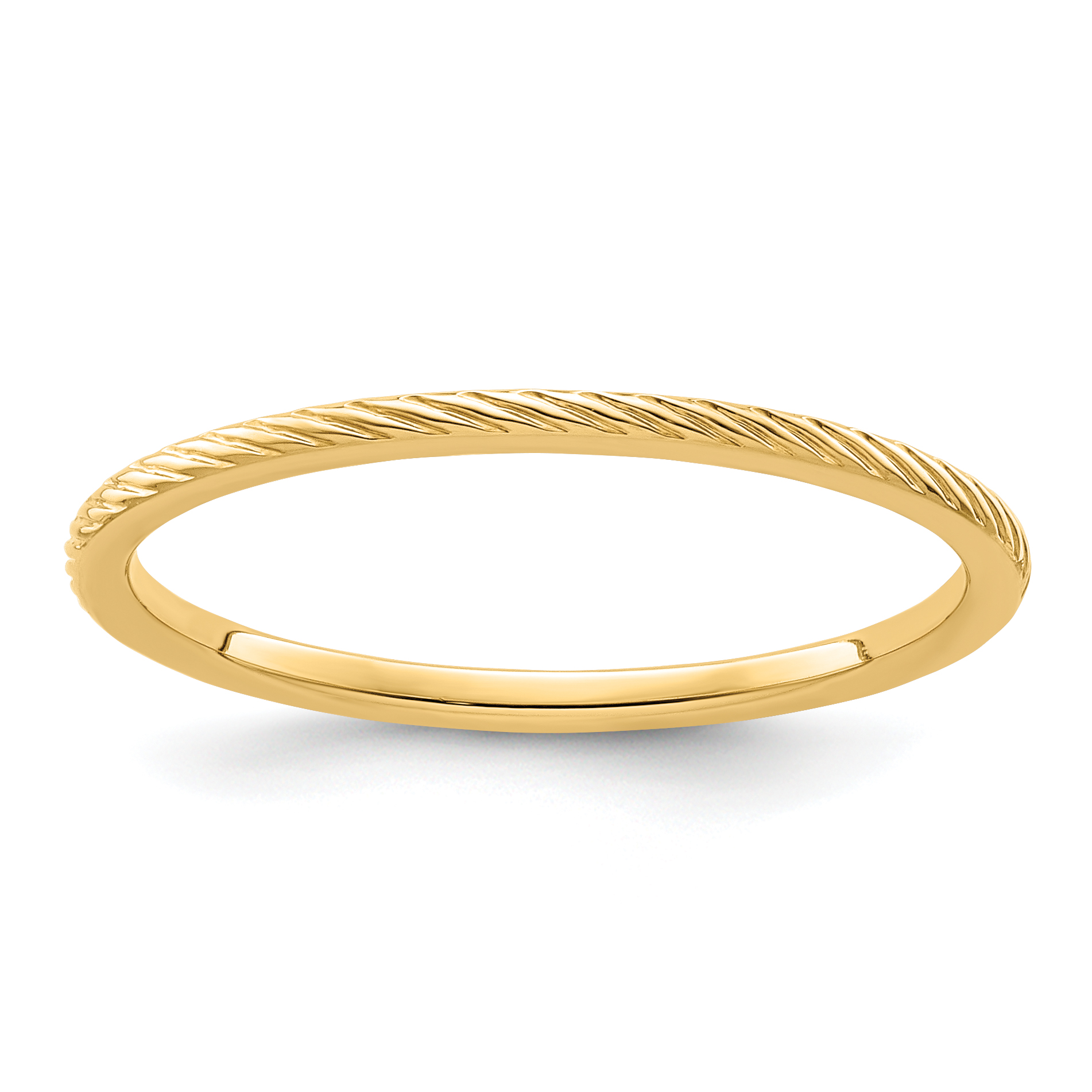 14K Yellow Gold 1.2mm Twisted Wire Pattern Stackable Band Size 7 (STK22-120Y-7)
