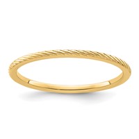14K Yellow Gold 1.2mm Twisted Wire Pattern Stackable Band view 1