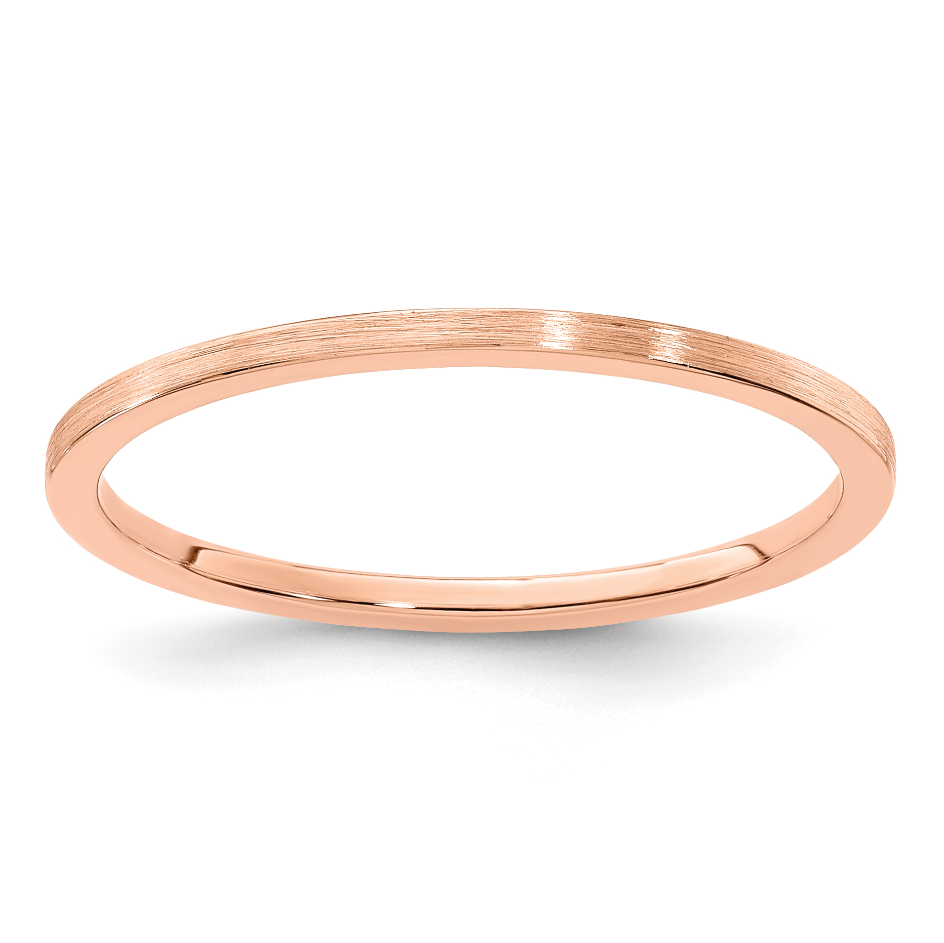 14K Rose Gold 1.2mm Flat Satin Stackable Band Size 5.5 (STK23-120R-5.5)