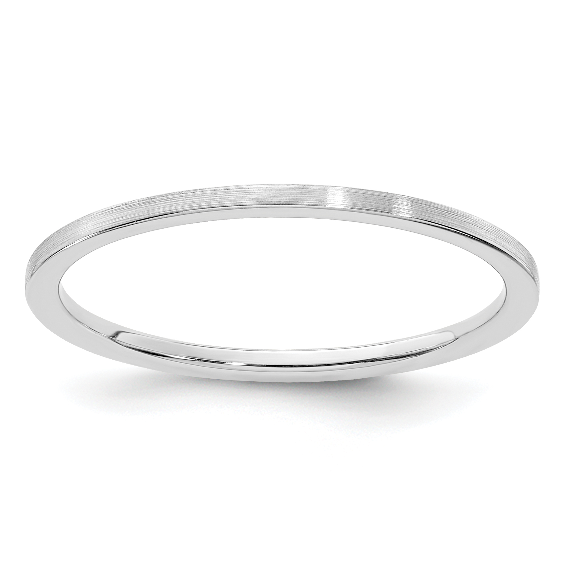 14K White Gold 1.2mm Flat Satin Stackable Band Size 10 (STK23-120W-10)