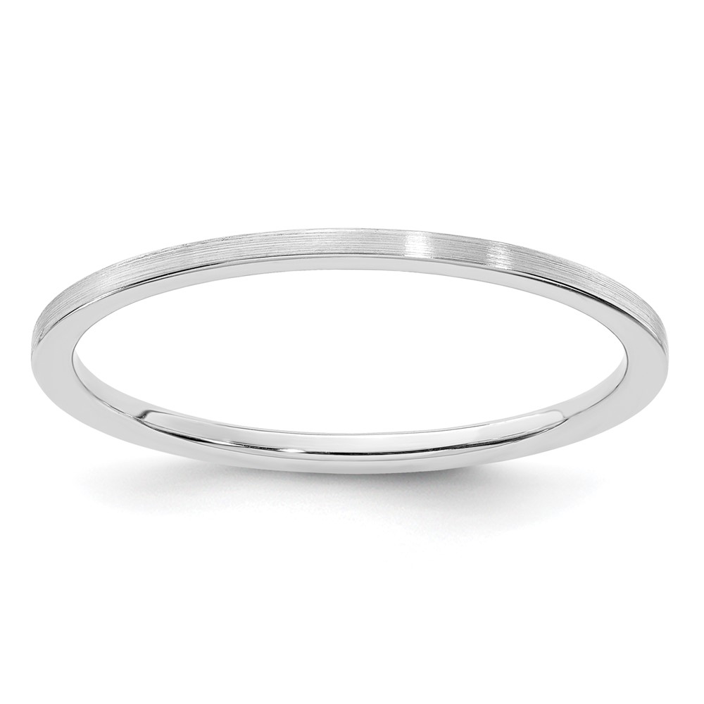 14K White Gold 1.2mm Flat Satin Stackable Band Size 10 (STK23-120W-10)