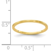 14K Yellow Gold 1.2mm Flat Satin Stackable Band view 5
