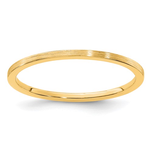14K Yellow Gold 1.2mm Flat Satin Stackable Band, Size 5