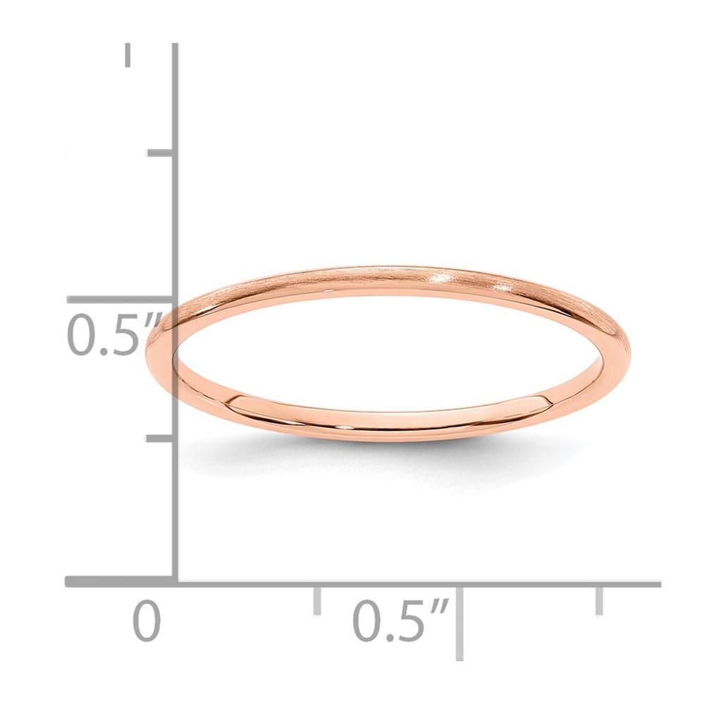 14K Rose Gold 1.2mm Half Round Satin Stackable Band Size 9 (STK24-120R-9)