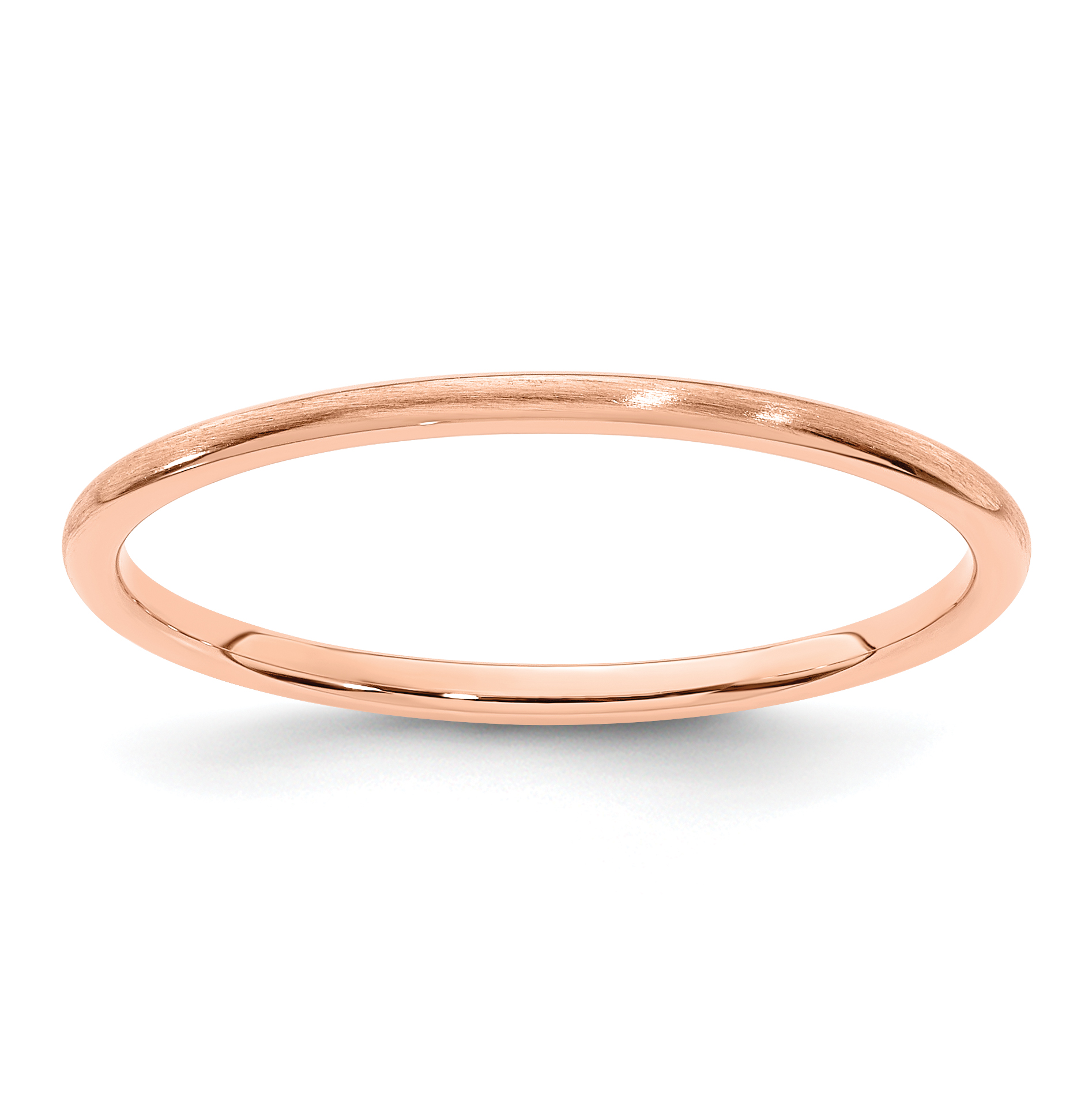 14K Rose Gold 1.2mm Half Round Satin Stackable Band Size 6.5 (STK24-120R-6.5)