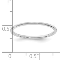 14K White Gold 1.2mm Half Round Satin Stackable Band - Size 4 view 5