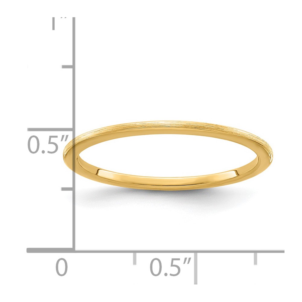 14K Yellow Gold 1.2mm Half Round Satin Stackable Band Size 9.5 (STK24-120Y-9.5)