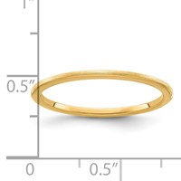 14K Yellow Gold 1.2mm Half Round Satin Stackable Band view 5