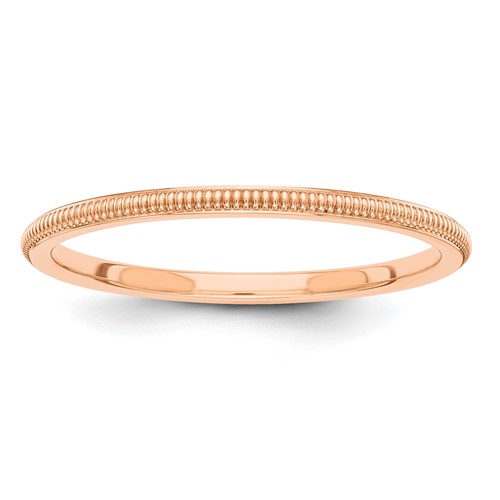 14k Rose Gold 1.5mm Milgrain Stackable Band Size 5