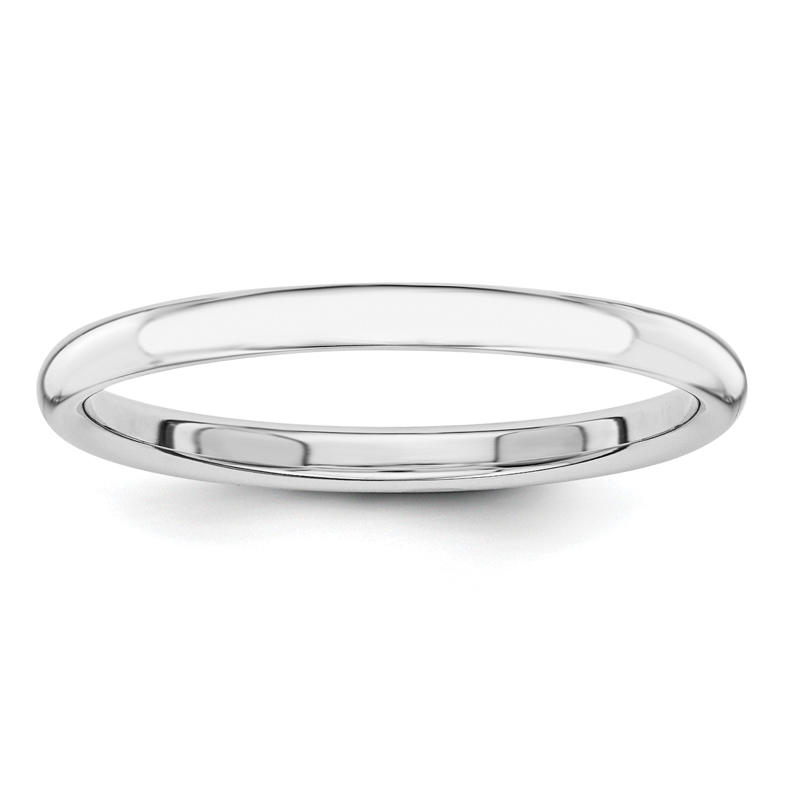 14k White Gold Polished 2mm Stackable Band Size 7 (STK5-7)
