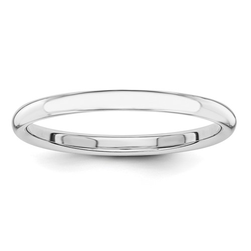 10K White Gold Polished 2mm Stackable Band, Size 4