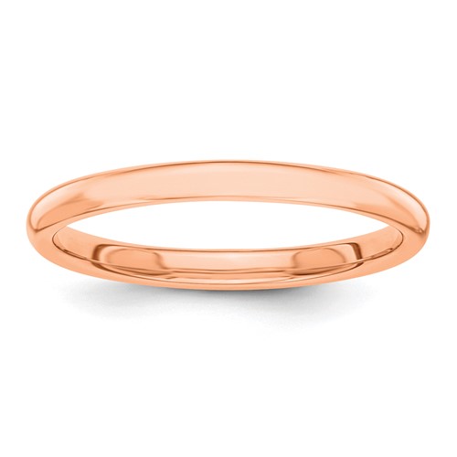 10K Rose Gold Polished 2mm Stackable Band, Size 4
