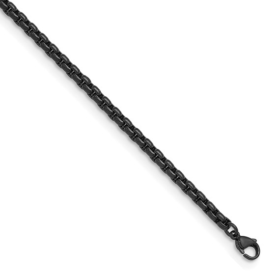 Herco Stainless Steel Black PVD-plated 4.0mm Round Box 22 Inch Chain