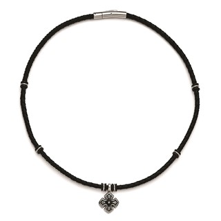 Leather cord with diamond cross pendant