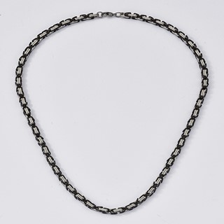 Stainless Steel & Black IP 5mm Square Link 22" Necklace