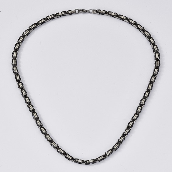 Stainless Steel & Black IP 5mm Square Link 22" Necklace