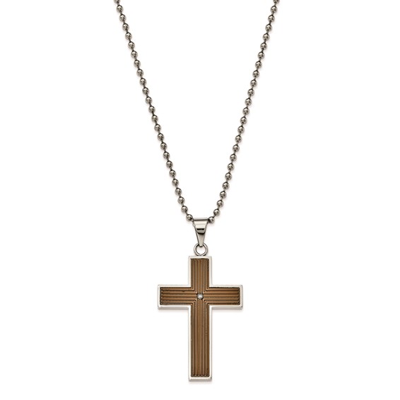 Steel Cross on 24in 2.4mm Bead Chain