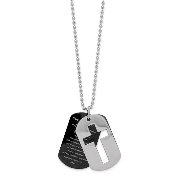 Stainless Steel Black Plated Pendant with 24" 2.4mm Bead Chain