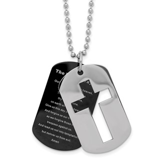 Stainless Steel Black Plated Pendant with 24" 2.4mm Bead Chain
