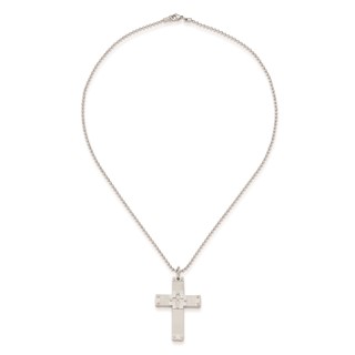 Stainless Steel Multi Finish 57.6x81.5x5mm Cross Pendant on 2.4 mm 24" B
