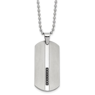 Steel Dog Tag with Black Dia. & 24in 2.4mm Bead Chain