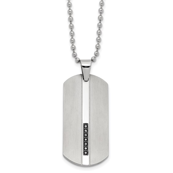 Steel Dog Tag with Black Dia. & 24in 2.4mm Bead Chain