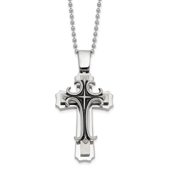 Steel Cross with 24" 2.4mm Bead Chain