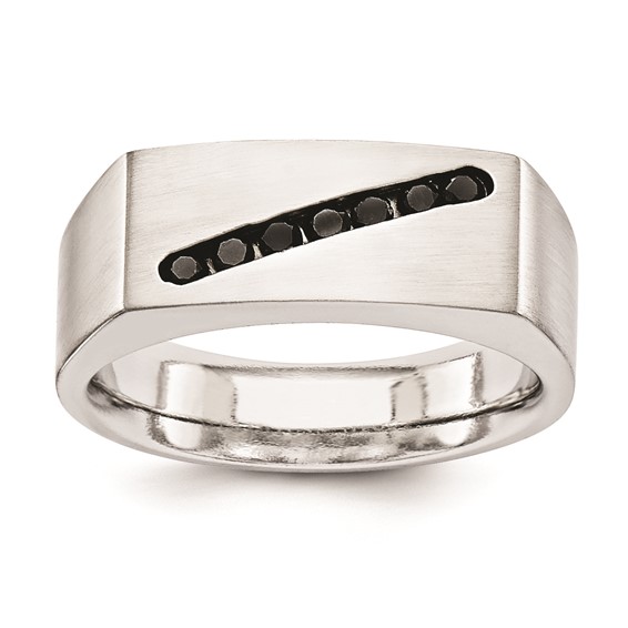 Stainless Steel .24 ctw Mens Ring