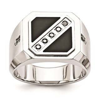 Stainless Steel Black Diamond Band