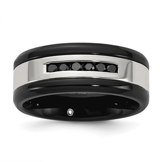 Stainless Steel 1/4CTW Rd Black Diamond GTS WB