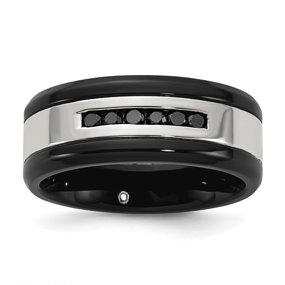 Stainless Steel 1/4CTW Rd Black Diamond GTS WB