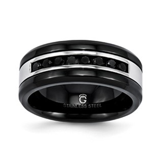 Stainless Steel .50 CTW Rd Black Diamond GTS WB