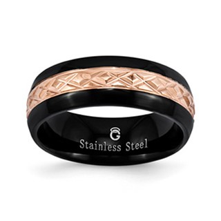 Stainless Steel Rose Plated Center Gents Band