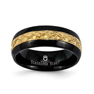 Stainless Steel Yellow Plated Center Gents Band