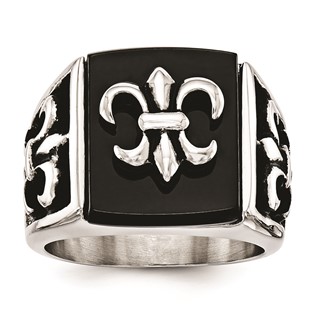 Stainless Steel Black Onyx Gnts Ring