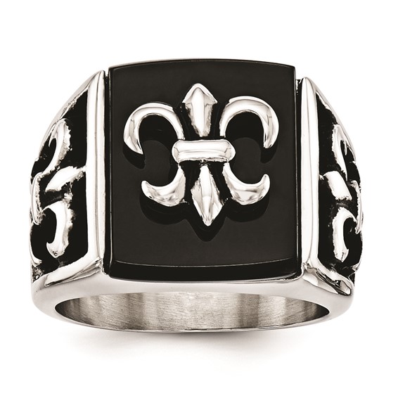 Stainless Steel Black Onyx Gnts Ring