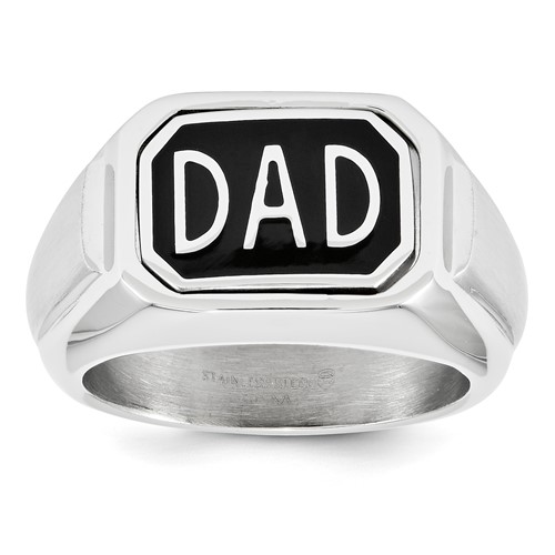 Stainless Steel 12 mm Black IP Flip Top Dad & DC Ring