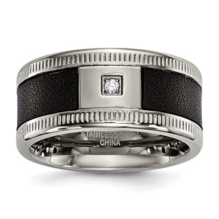 Stainless steel 10.5 mm .025 TCW w/ Black IP & Milgrain Edge Ring