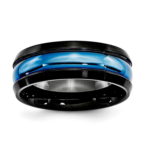 Stainless Steel 8mm Black & Blue Band