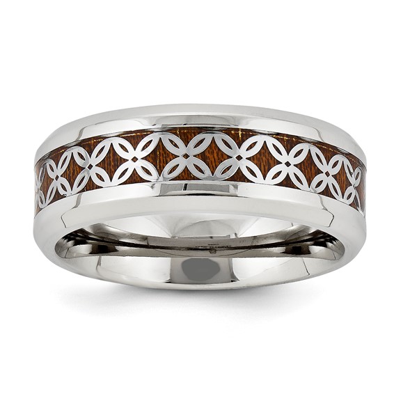 Stainlesss Steel 8mm Brown Enamel Band