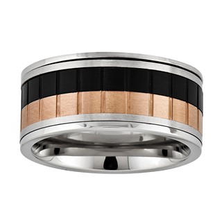 Stainless Steel 10mm Tri color w/ Rose and Black IP Band