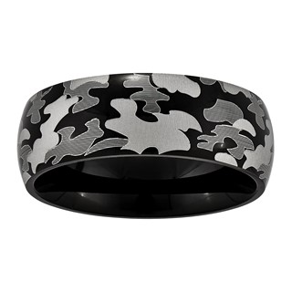 Stainless Steel 8mm w/ Grey & Black Camo Film Band